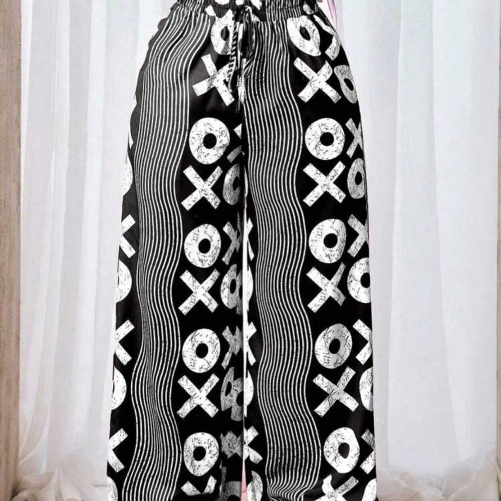 BamGleam Women's Elastic Waist Drawstring Loose All-Over Print Casual Pants Fall